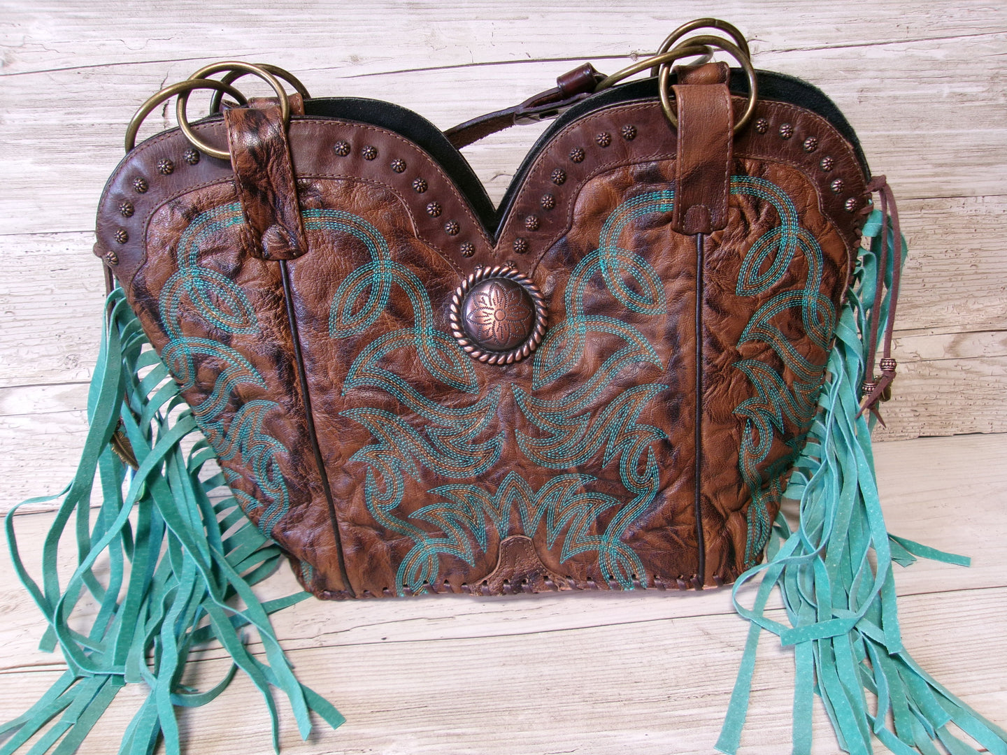 Double Cowboy Boot Purse with Fringe DB350